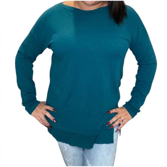 NEW BOBI split hem long sleeve tee in mystic - Picture 1 of 3